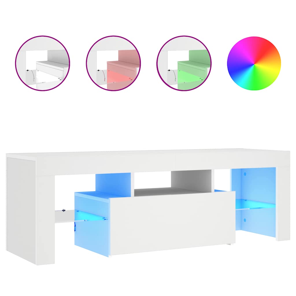 Mobile Porta TV con Luci LED Bianco 120x35x40 cm - homemem39