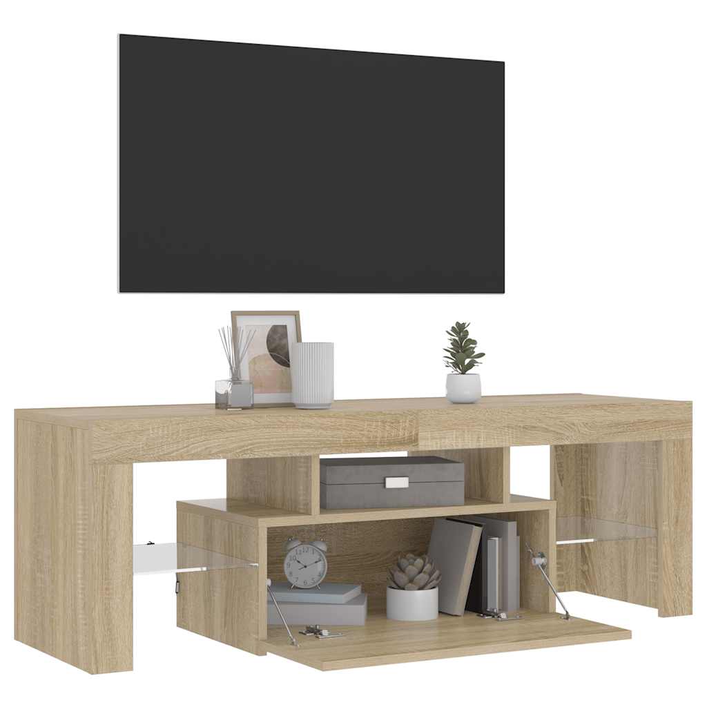 Mobile Porta TV con Luci LED Rovere Sonoma 120x35x40 cm - homemem39