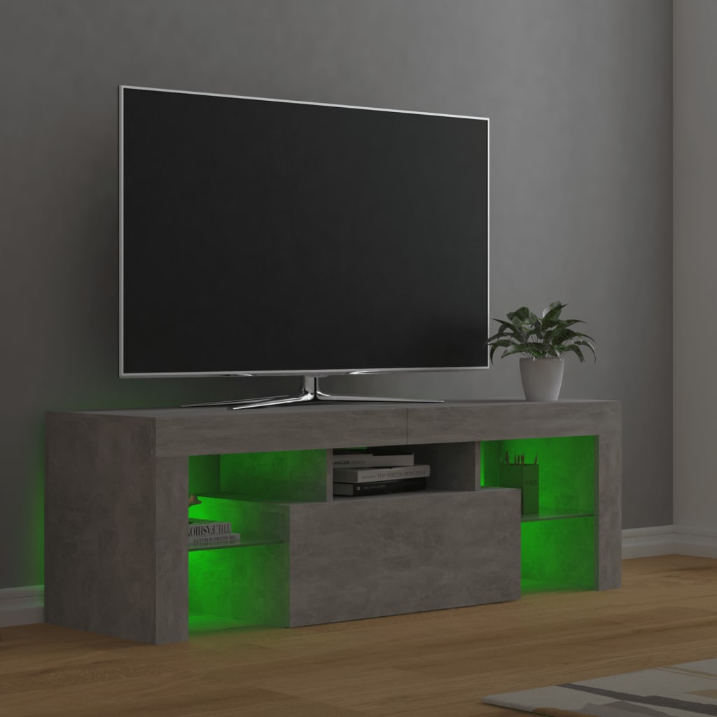 Mobile Porta TV con Luci LED Grigio Cemento 120x35x40 cm - homemem39
