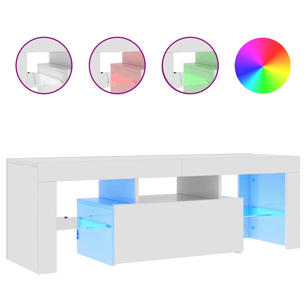 Mobile Porta TV con Luci LED Bianco Lucido 120x35x40 cm - homemem39