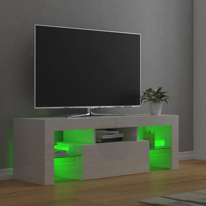 Mobile Porta TV con Luci LED Bianco Lucido 120x35x40 cm - homemem39