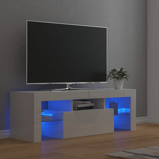 Mobile Porta TV con Luci LED Bianco Lucido 120x35x40 cm - homemem39