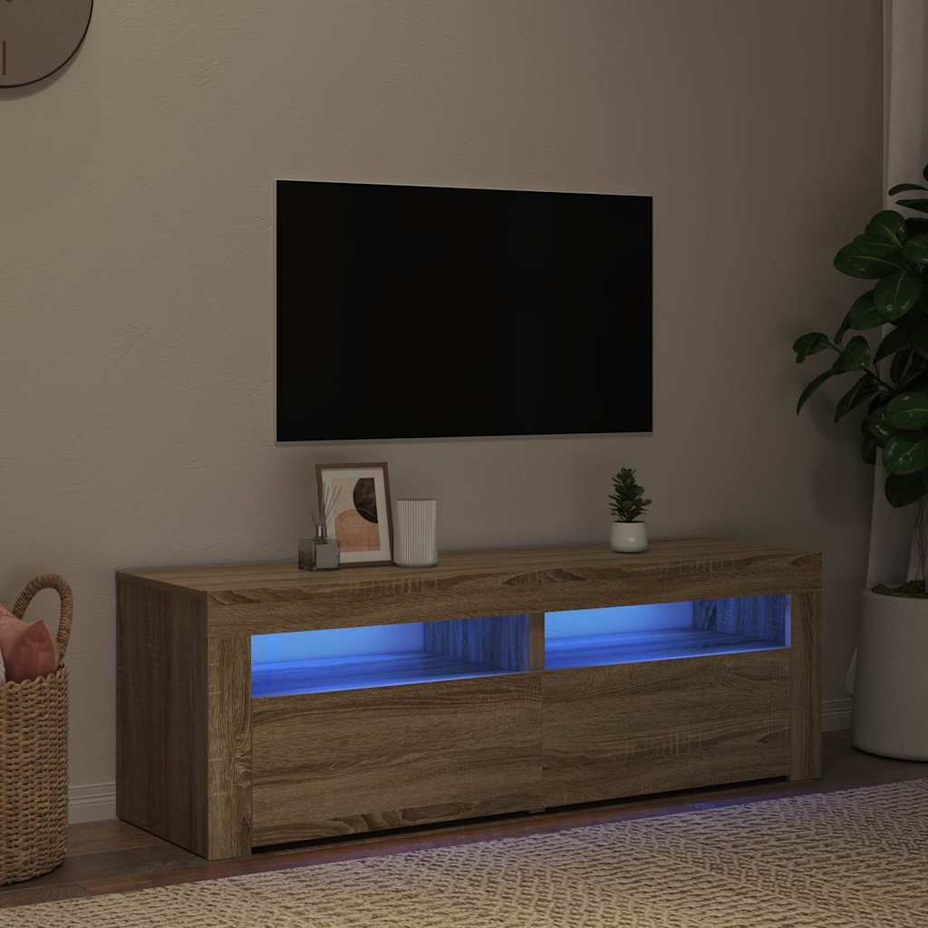 Mobile Porta TV con Luci LED Rovere Sonoma 120x35x40 cm - homemem39