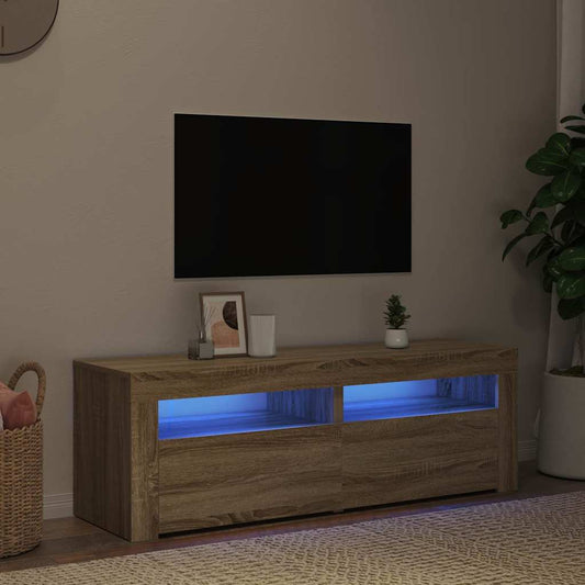 Mobile Porta TV con Luci LED Rovere Sonoma 120x35x40 cm - homemem39