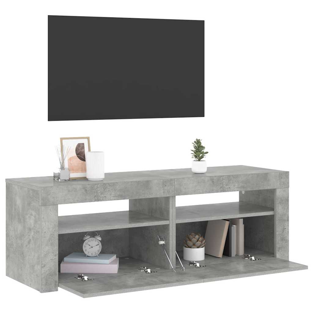 Mobile Porta TV con Luci LED Grigio Cemento 120x35x40 cm - homemem39