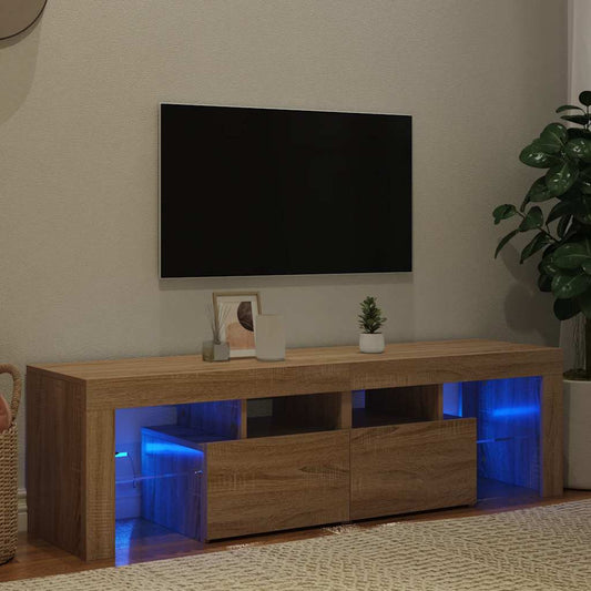 Mobile Porta TV con Luci LED Rovere Sonoma 140x36,5x40 cm - homemem39