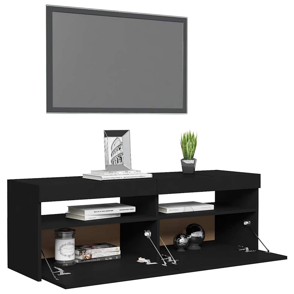 Mobile Porta TV con Luci LED Nero 120x35x40 cm - homemem39
