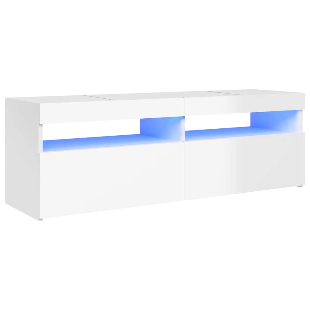 Mobile Porta TV con Luci LED Bianco Lucido 120x35x40 cm - homemem39
