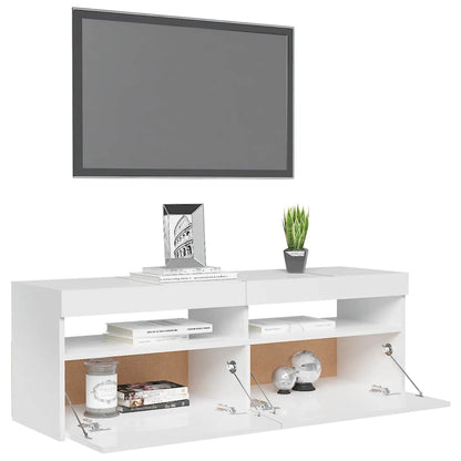 Mobile Porta TV con Luci LED Bianco Lucido 120x35x40 cm - homemem39