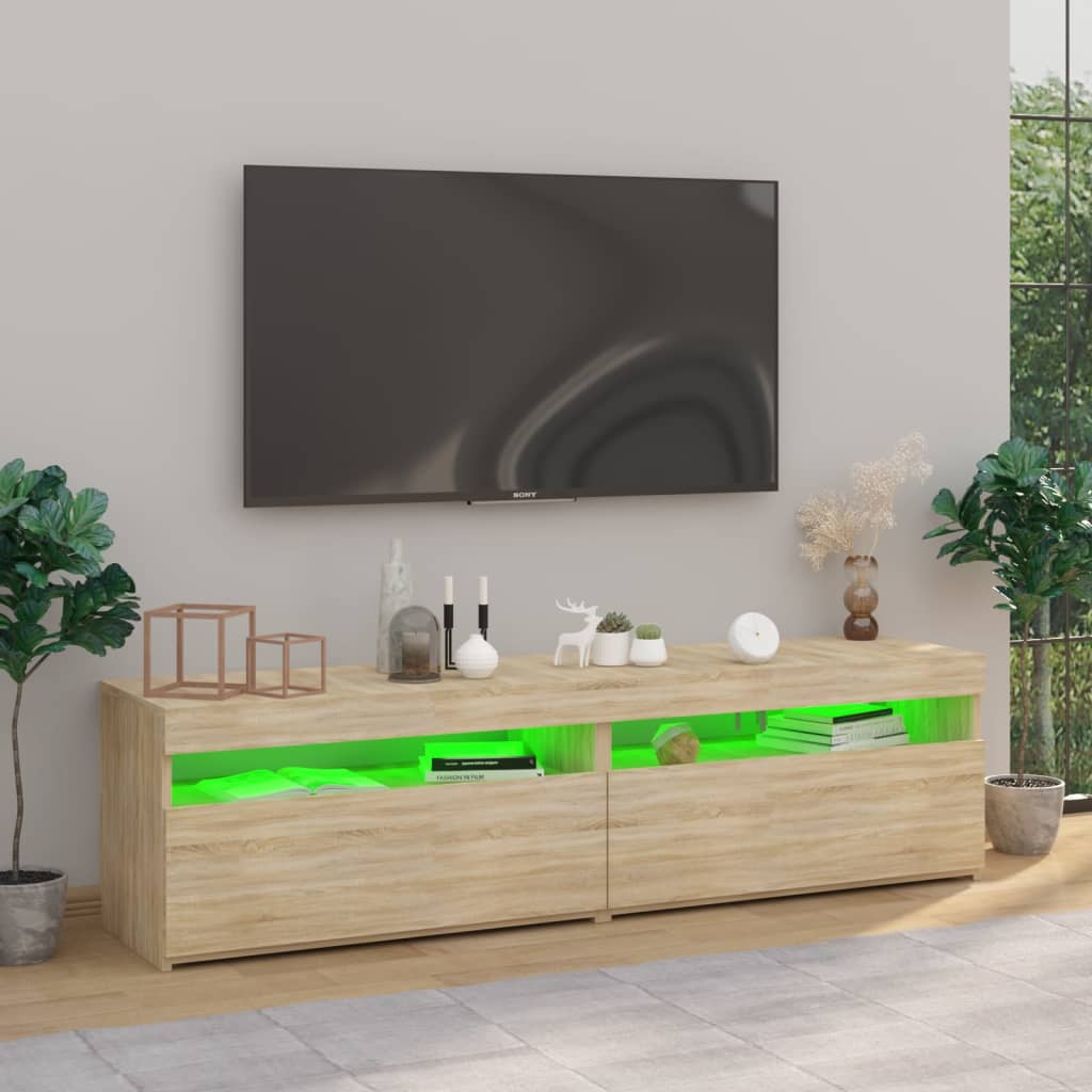 Mobili Porta TV con Luci LED 2 pz Rovere Sonoma 75x35x40 cm - homemem39