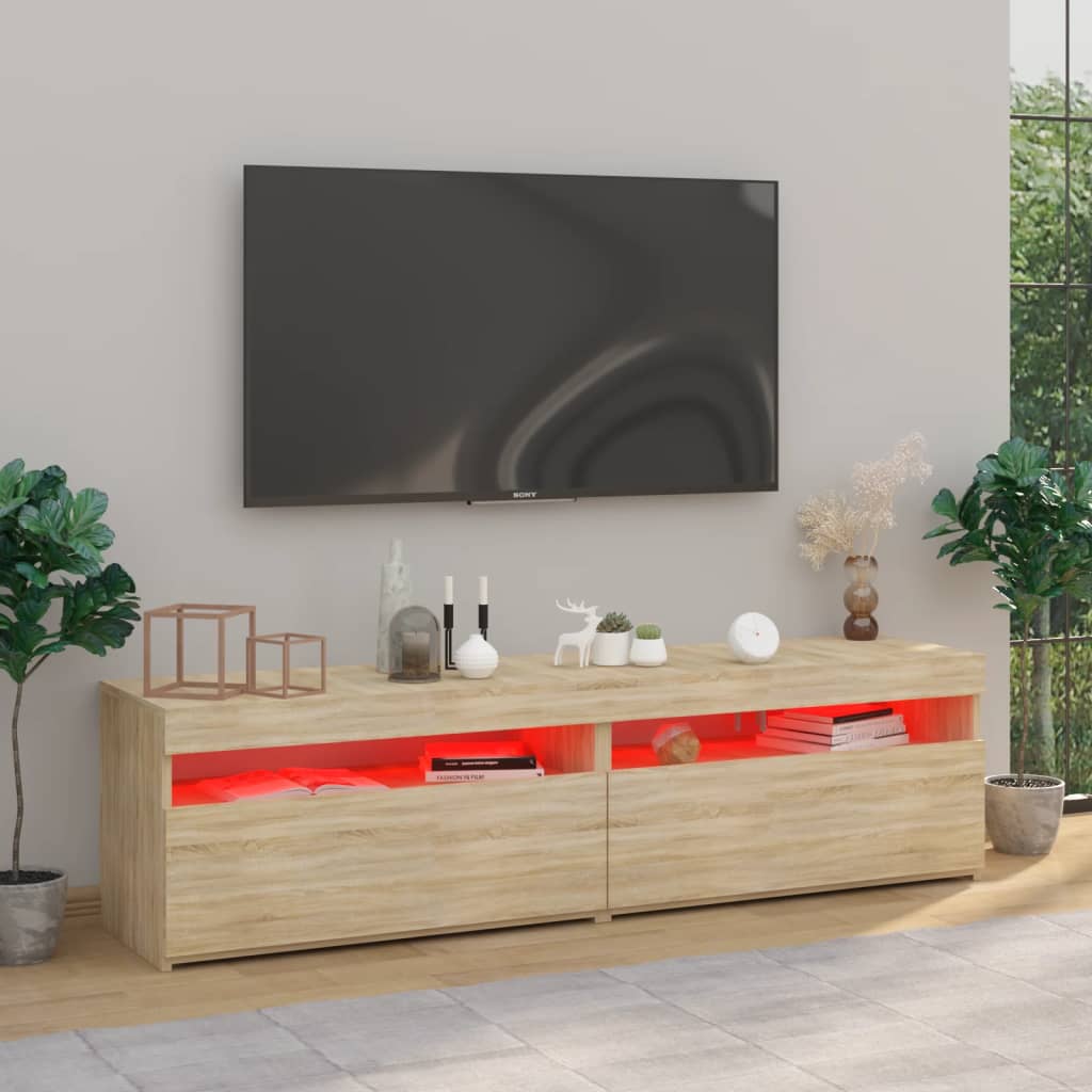 Mobili Porta TV con Luci LED 2 pz Rovere Sonoma 75x35x40 cm - homemem39