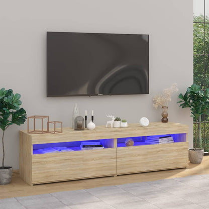 Mobili Porta TV con Luci LED 2 pz Rovere Sonoma 75x35x40 cm - homemem39