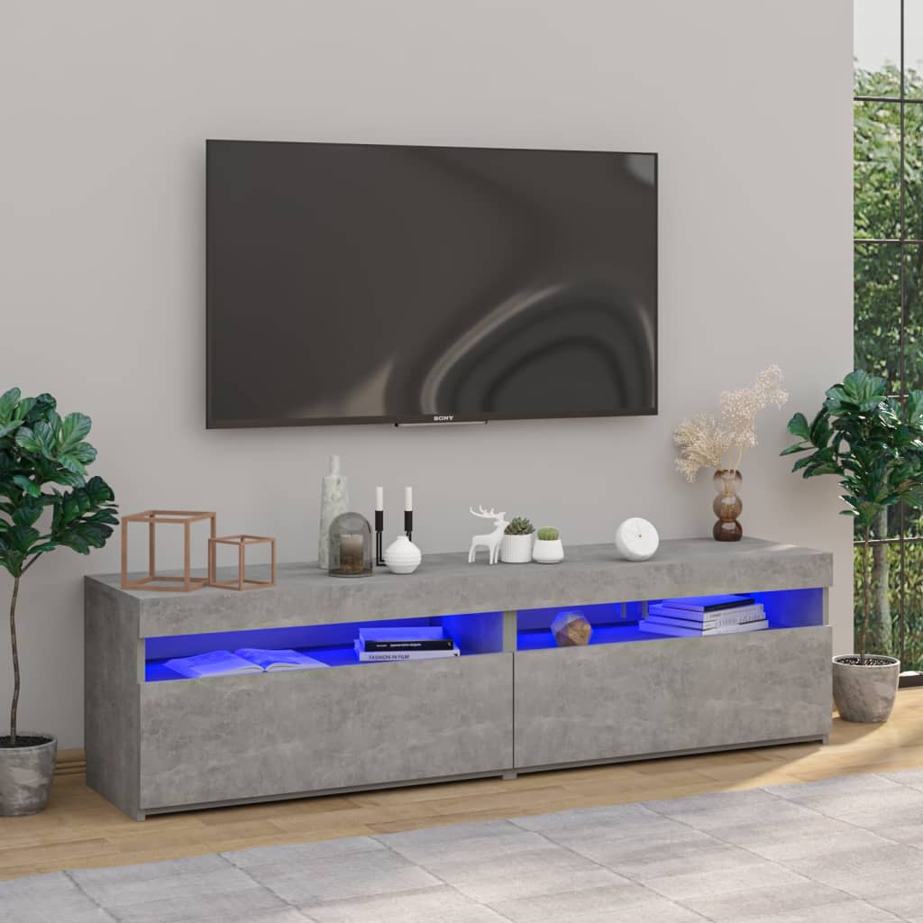 Mobili Porta TV con Luci LED 2 pz Grigio Cemento 75x35x40 cm - homemem39