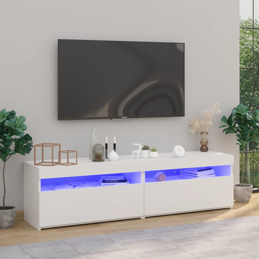 Mobili Porta TV con Luci LED 2 pz Bianco Lucido 75x35x40 cm - homemem39