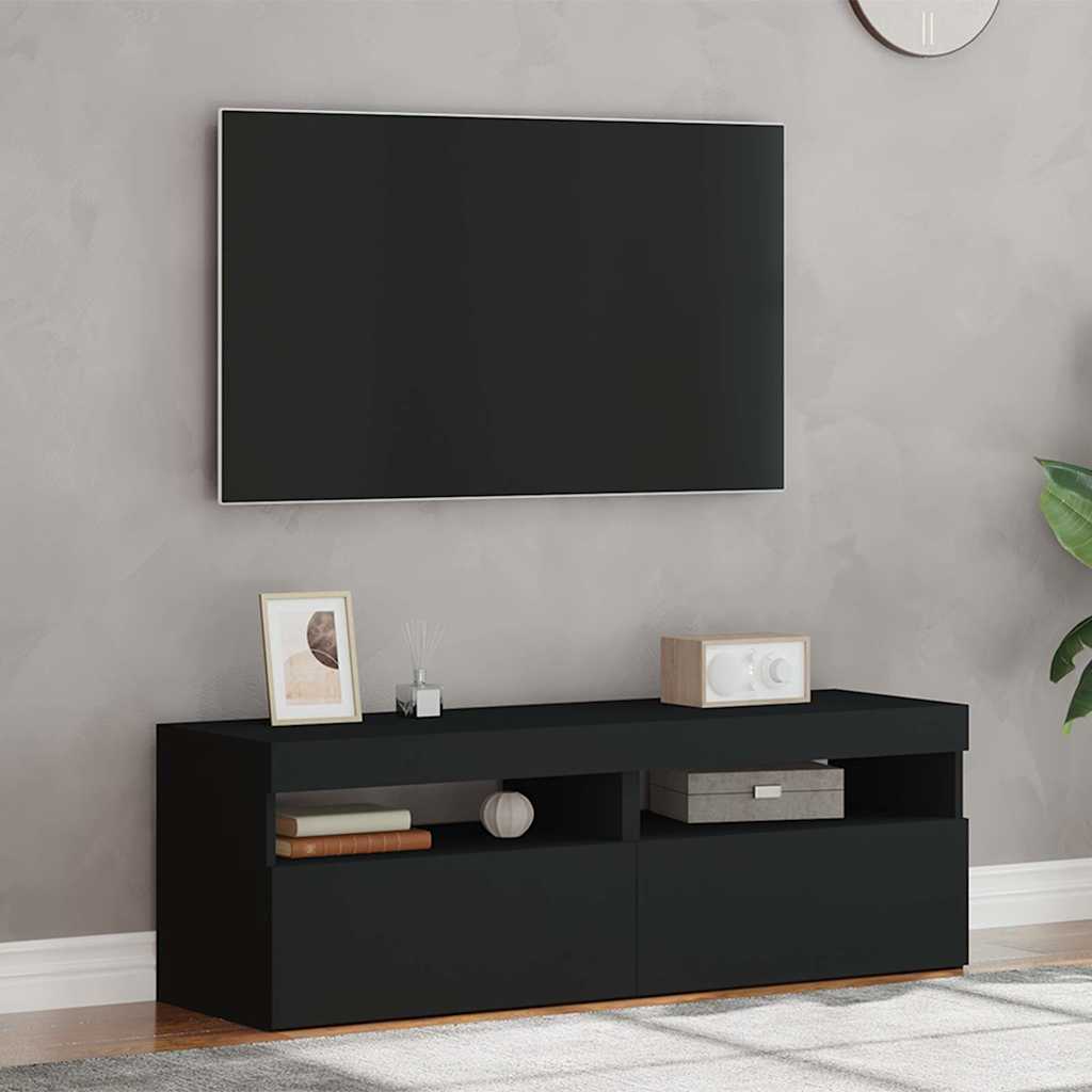 Mobili Porta TV con Luci LED 2 pz Neri 60x35x40 cm - homemem39