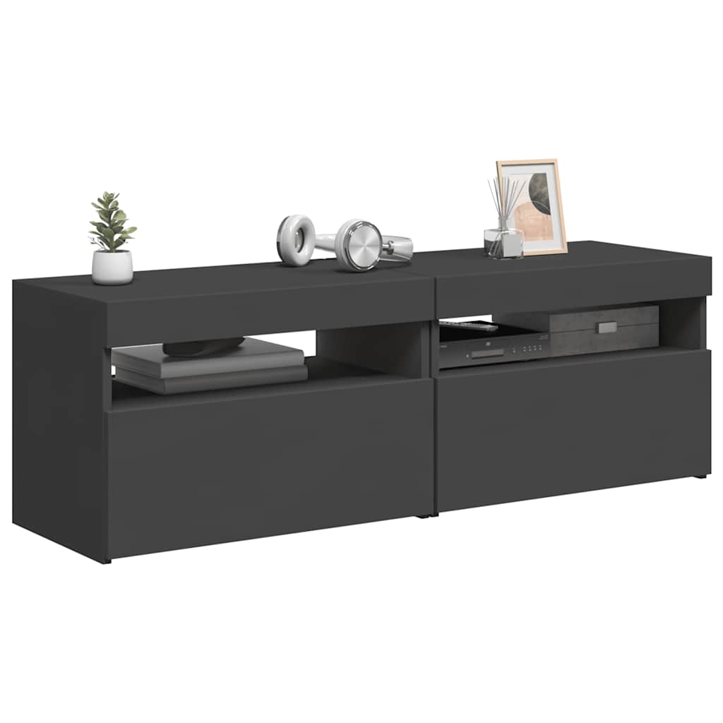 Mobili Porta TV con Luci LED 2 pz Grigi 60x35x40 cm