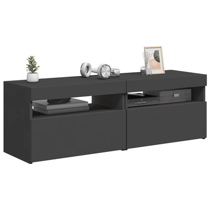 Mobili Porta TV con Luci LED 2 pz Grigi 60x35x40 cm