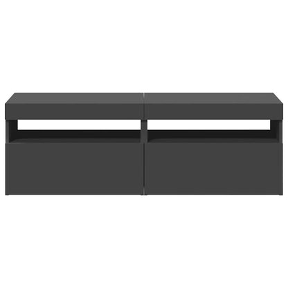 Mobili Porta TV con Luci LED 2 pz Grigi 60x35x40 cm