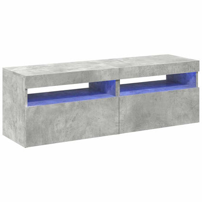 Mobili Porta TV con Luci LED 2 pz Grigio Cemento 60x35 cm - homemem39
