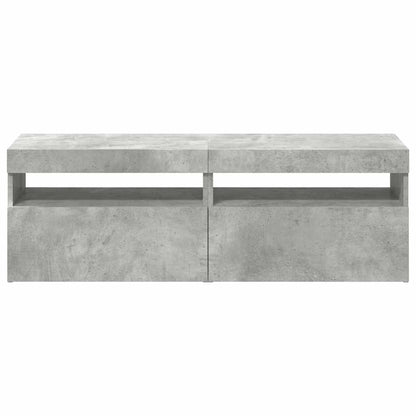 Mobili Porta TV con Luci LED 2 pz Grigio Cemento 60x35 cm - homemem39