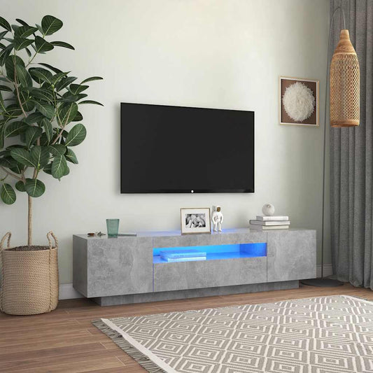 Mobile Porta TV con Luci LED Grigio Cemento 160x35x40 cm - homemem39