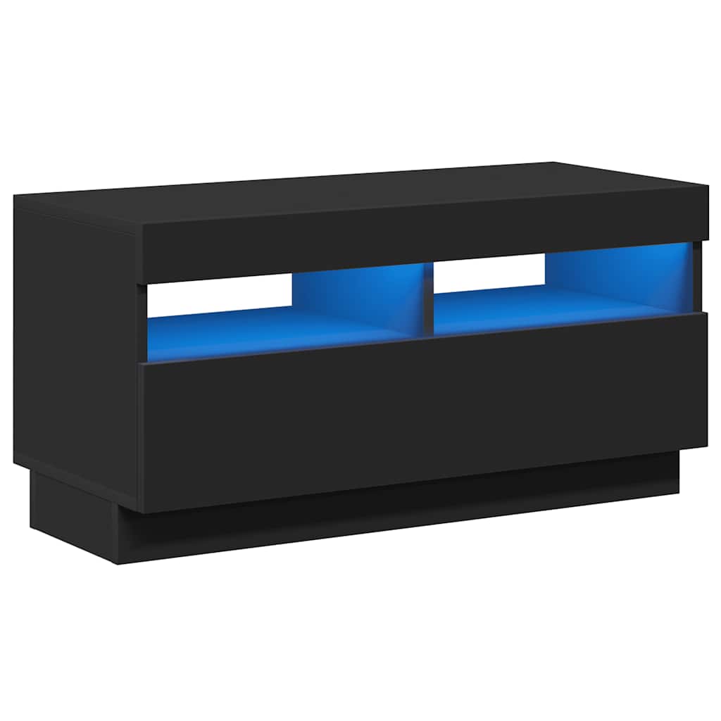 Mobile Porta TV con Luci LED Nero 80x35x40 cm