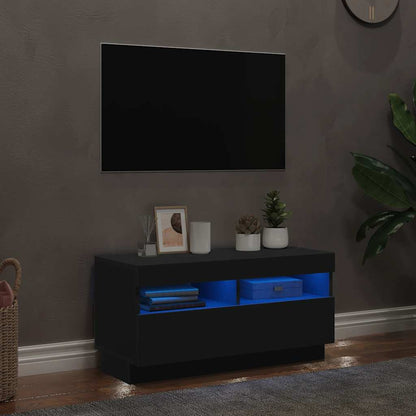 Mobile Porta TV con Luci LED Nero 80x35x40 cm