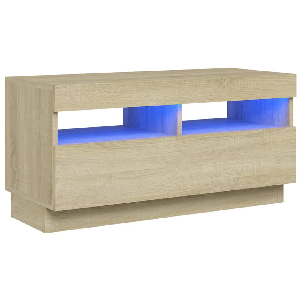 Mobile Porta TV con Luci LED Rovere Sonoma 80x35x40 cm - homemem39
