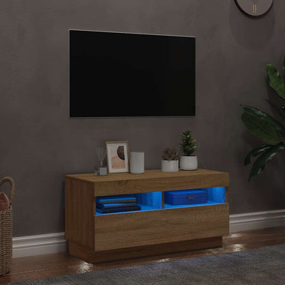 Mobile Porta TV con Luci LED Rovere Sonoma 80x35x40 cm - homemem39