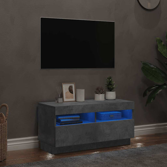 Mobile Porta TV con Luci LED Grigio Cemento 80x35x40 cm - homemem39