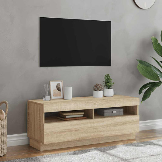Mobile Porta TV con Luci LED Rovere Sonoma 100x35x40 cm - homemem39
