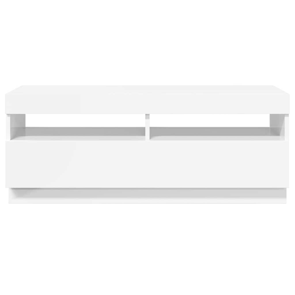 Mobile Porta TV con Luci LED Bianco Lucido 100x35x40 cm - homemem39