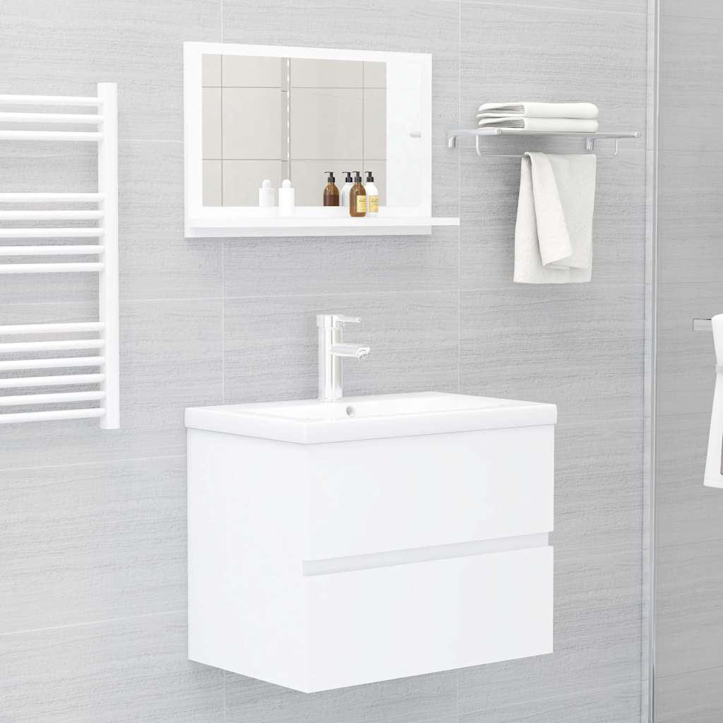 Specchio da Bagno Bianco 60x10,5x37 cm in Legno Multistrato | homemem39