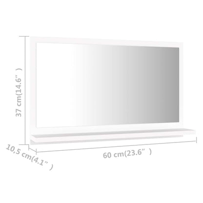 Specchio da Bagno Bianco 60x10,5x37 cm in Legno Multistrato | homemem39