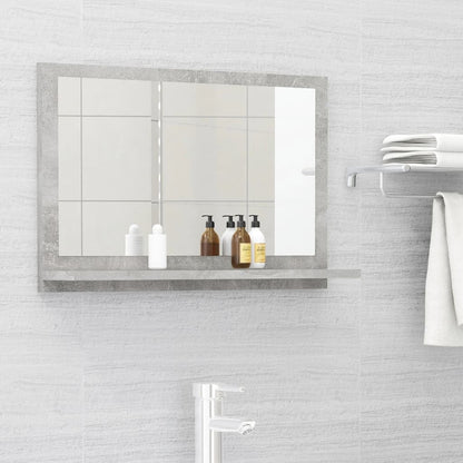 Specchio da Bagno Grigio Cemento 60x10,5x37cm Legno Multistrato