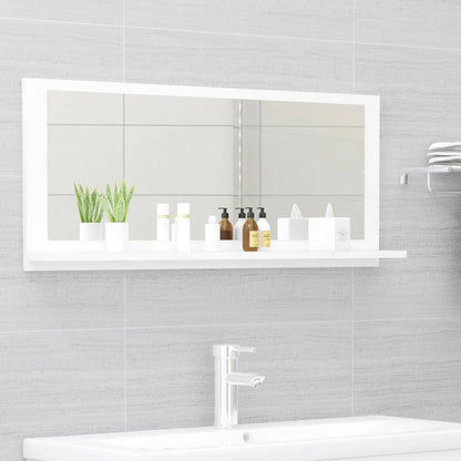 Specchio da Bagno Bianco 90x10,5x37 cm in Legno Multistrato | homemem39