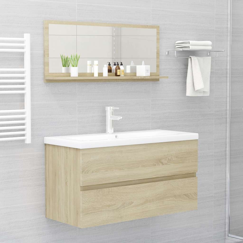 Specchio da Bagno Rovere Sonoma 90x10,5x37 cm Legno Multistrato | homemem39