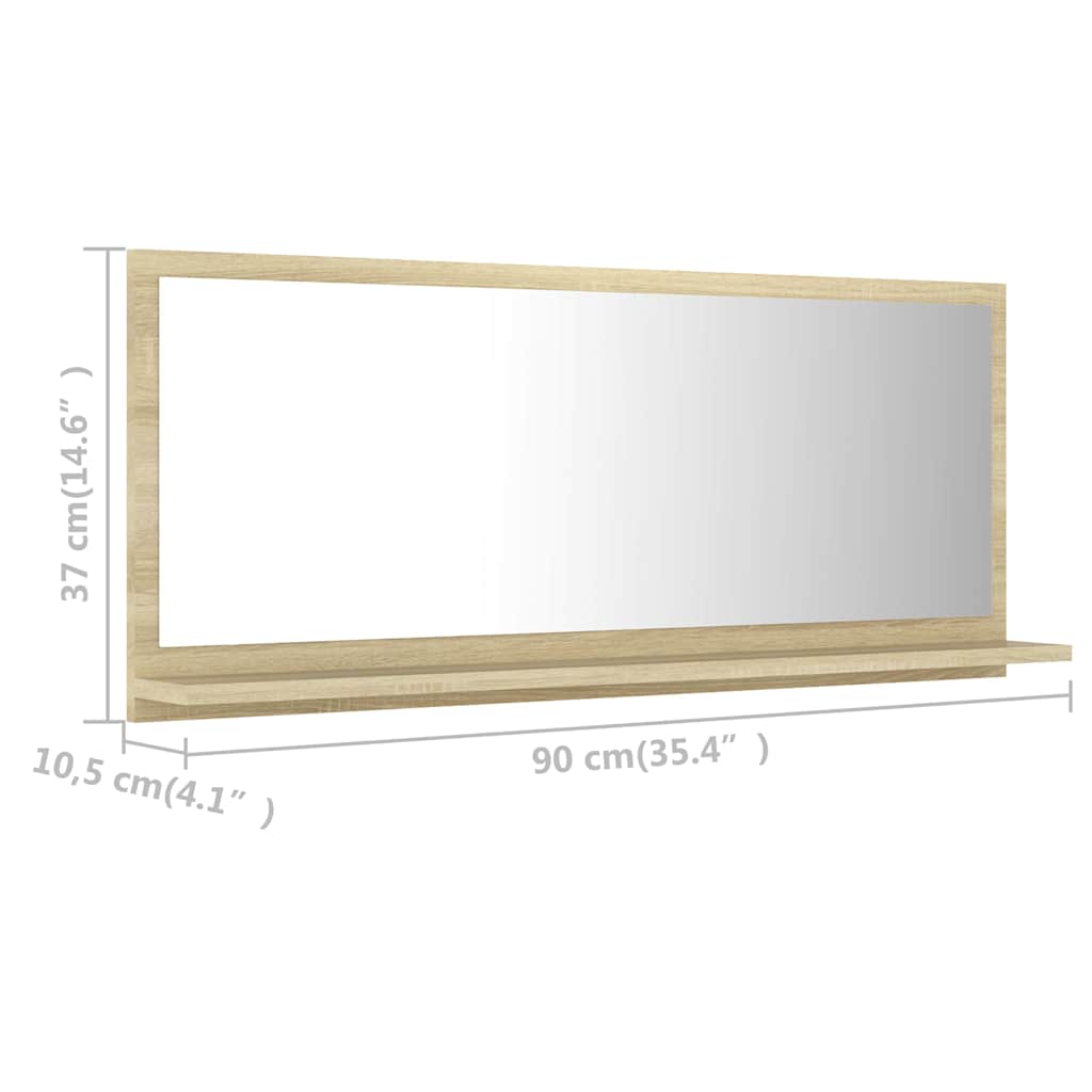 Specchio da Bagno Rovere Sonoma 90x10,5x37 cm Legno Multistrato | homemem39