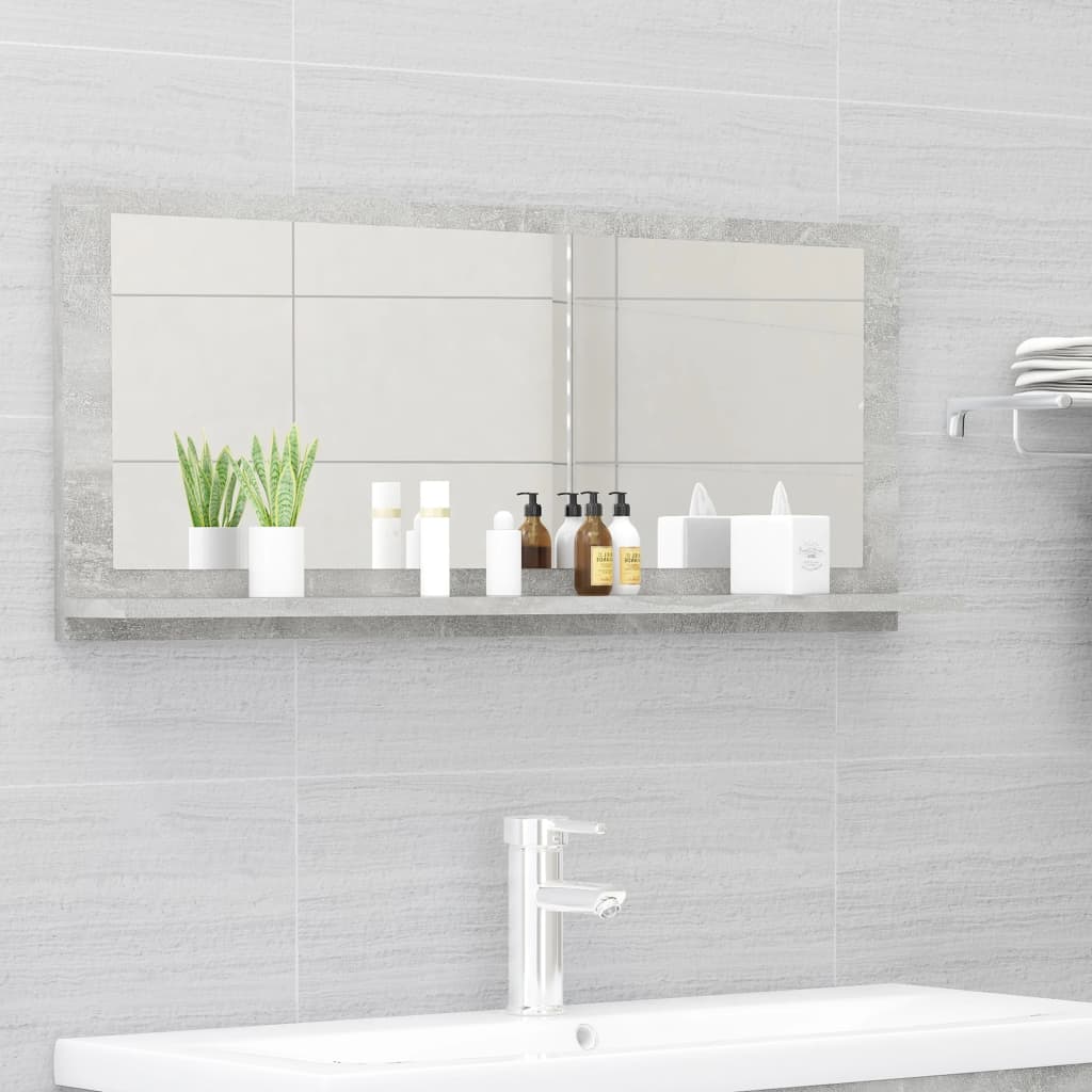 Specchio da Bagno Grigio Cemento 90x10,5x37cm Legno Multistrato | homemem39