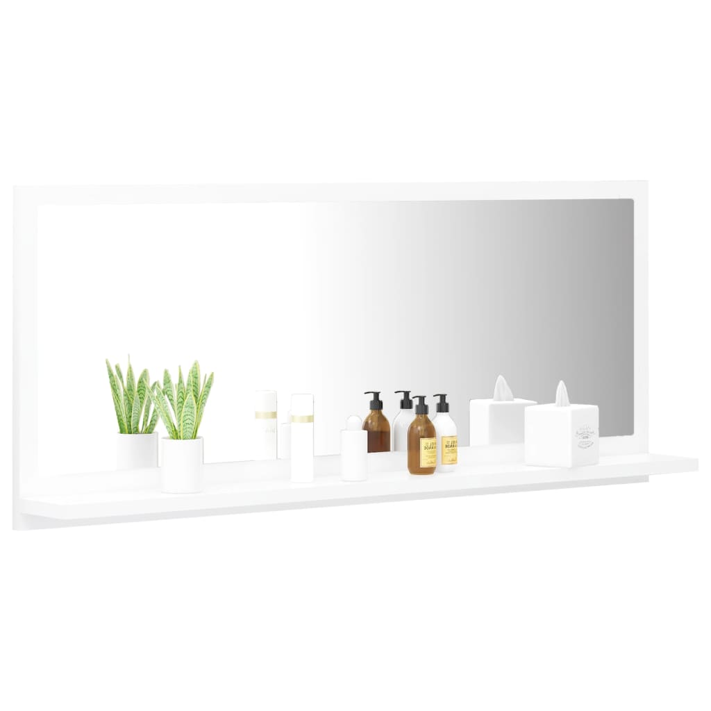 Specchio da Bagno Bianco Lucido 90x10,5x37 cm Legno Multistrato - homemem39