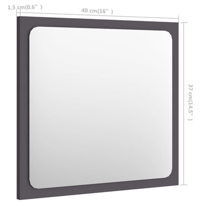 Specchio da Bagno Grigio 40x1,5x37 cm in Legno Multistrato | homemem39