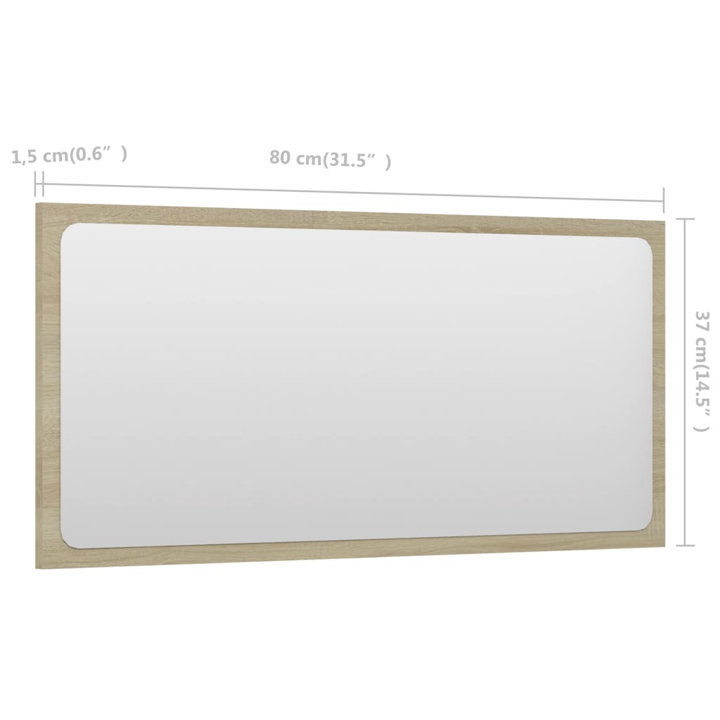 Specchio da Bagno Rovere Sonoma 80x1,5x37 cm Legno Multistrato | homemem39