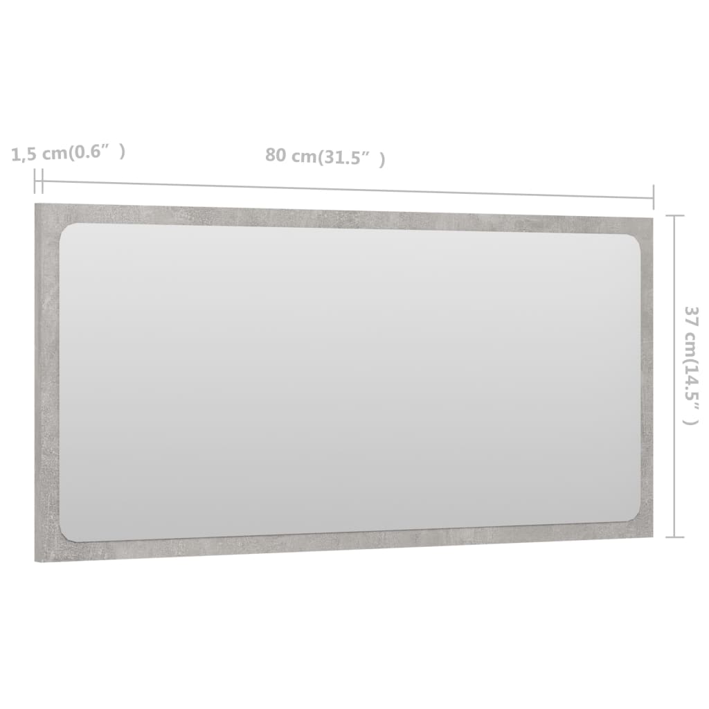 Specchio da Bagno Grigio Cemento 80x1,5x37 cm Legno Multistrato | homemem39