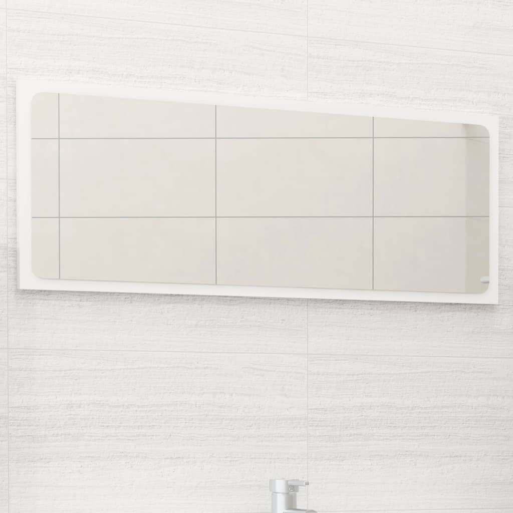 Specchio da Bagno Bianco 90x1,5x37 cm in Legno Multistrato | homemem39