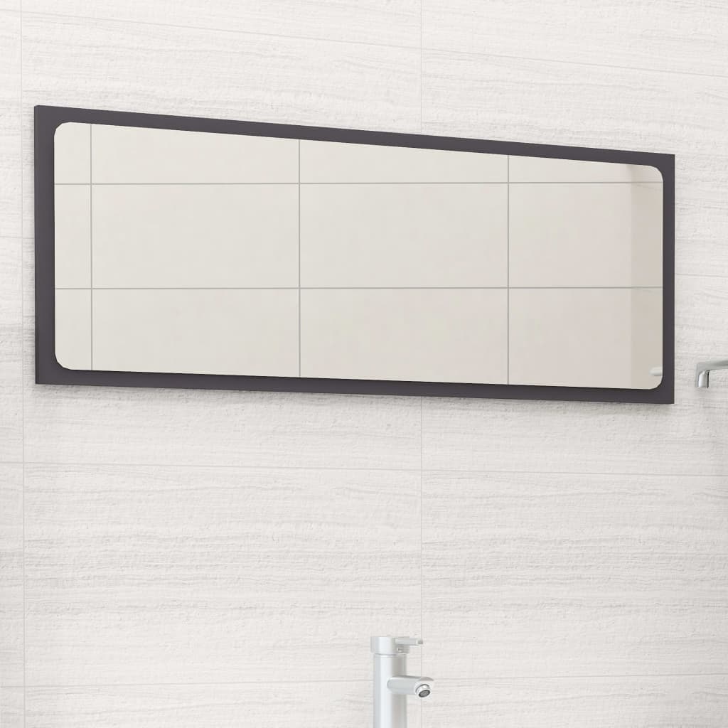 Specchio da Bagno Grigio 90x1,5x37 cm in Legno Multistrato | homemem39