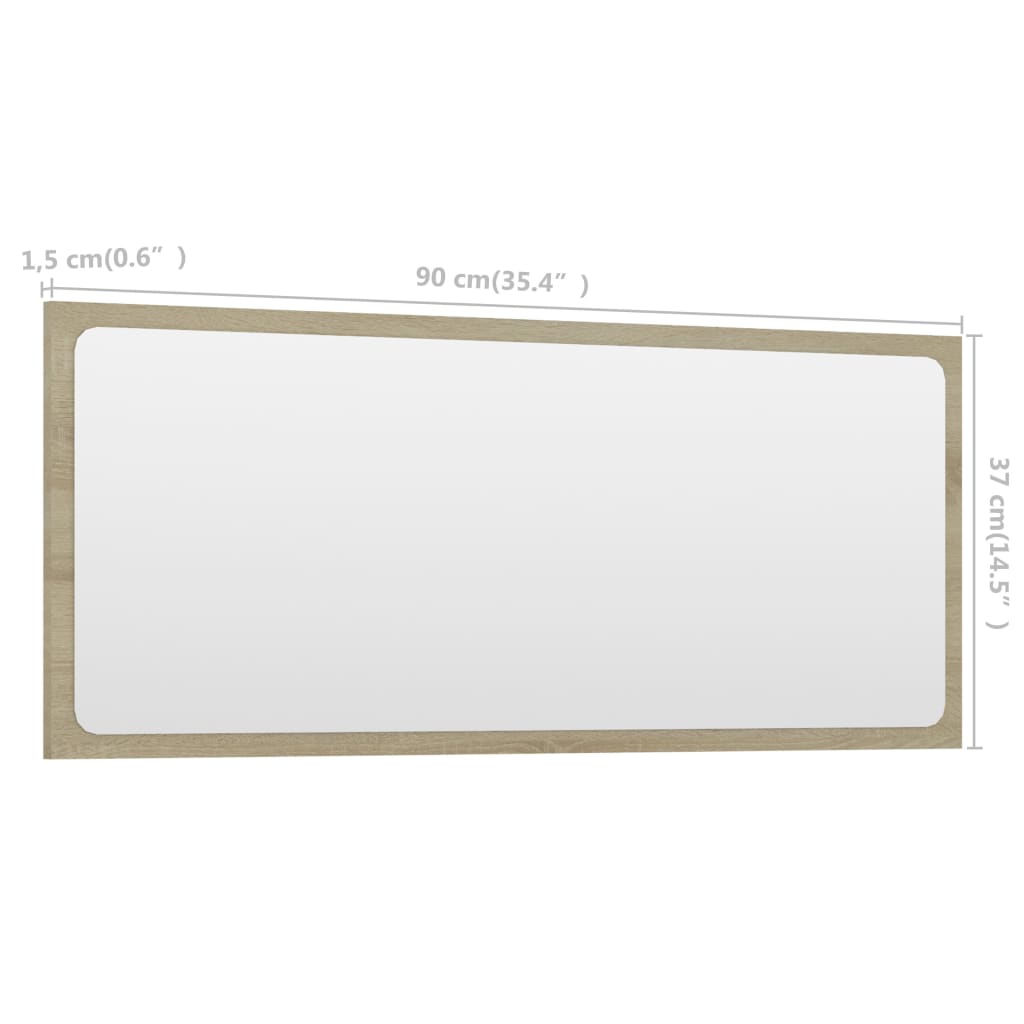 Specchio da Bagno Rovere Sonoma 90x1,5x37 cm Legno Multistrato | homemem39