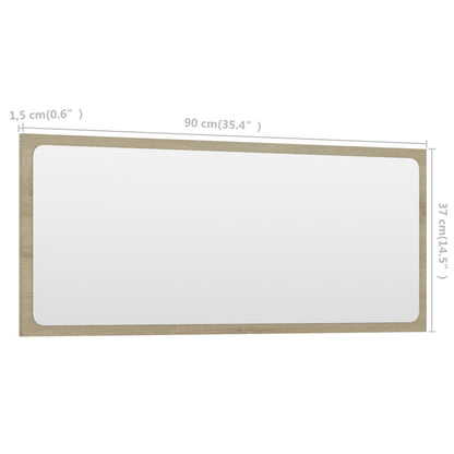Specchio da Bagno Rovere Sonoma 90x1,5x37 cm Legno Multistrato | homemem39