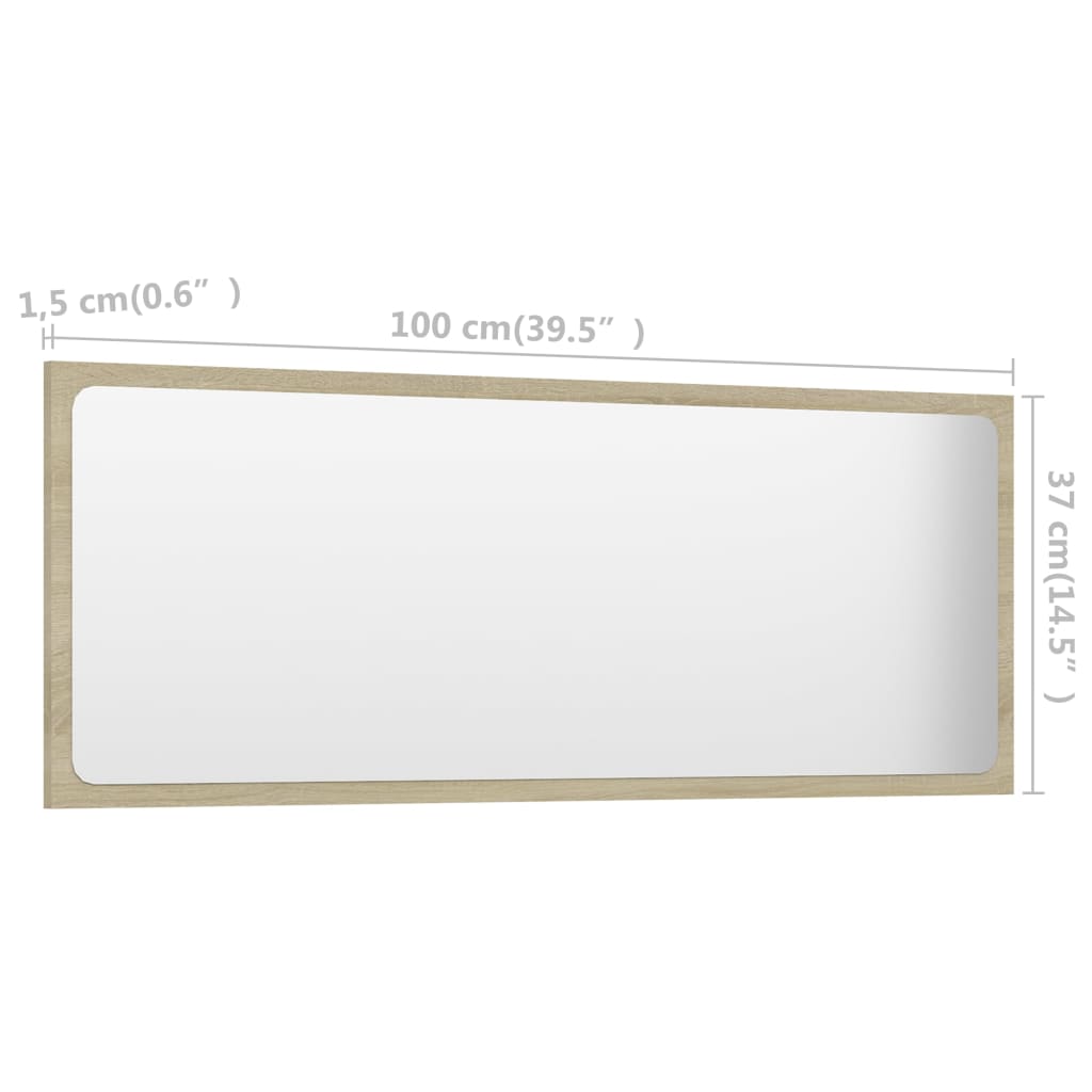 Specchio da Bagno Rovere Sonoma 100x1,5x37 cm Legno Multistrato | homemem39