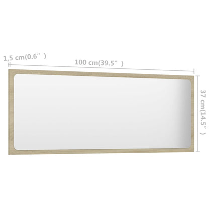 Specchio da Bagno Rovere Sonoma 100x1,5x37 cm Legno Multistrato | homemem39