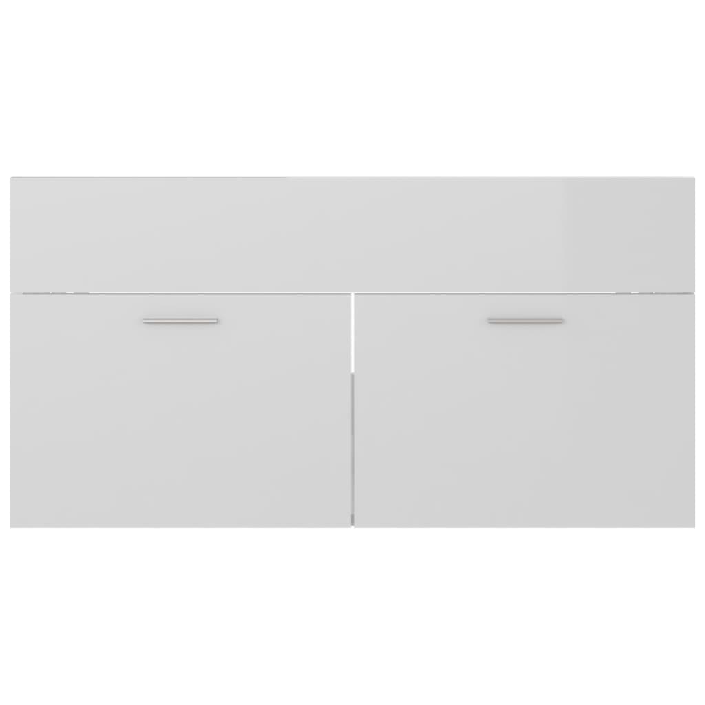 Mobile Lavabo Bianco Lucido 90x38,5x46 cm in Legno Multistrato | homemem39